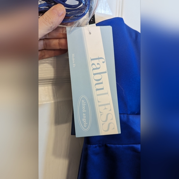 NWT Alfred Angelo strapless blue formal homecoming faux wrap maxi long dress 4 - Picture 11 of 12